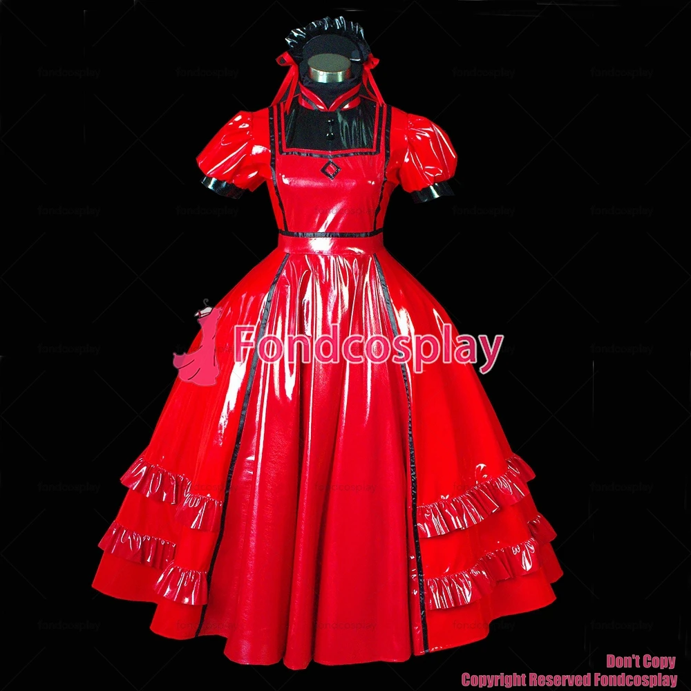 

Sissy Maid Gothic Lolita Punk Red Pvc Gown Dress Cosplay Costume Tailor-made[G474]