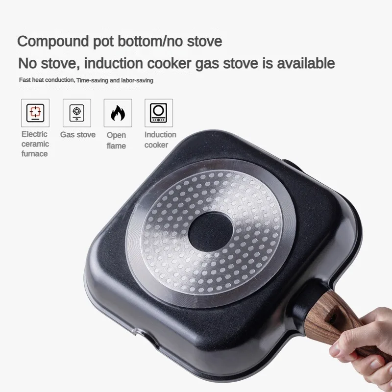 Non-Stick Steak Frying Pan Breakfast Pan Thickened Egg Pancake Maker Induction Gas Universal Outdoor Camping Saucepan Omelet Pot