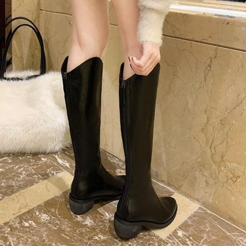 Autumn Ladies Knee High Shaft Shoes Winter 2024 Large Size Warm Y2k New Women's Long Boots Waterproof Demi-season Spring Boot In