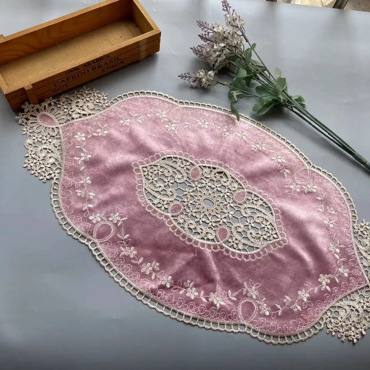 

29CM*51CM Pink Soft Embroidered Flower Mesh Lace Ribbon Applique Trims for Covers Curtain Home Textiles Sewing Strip Fabric