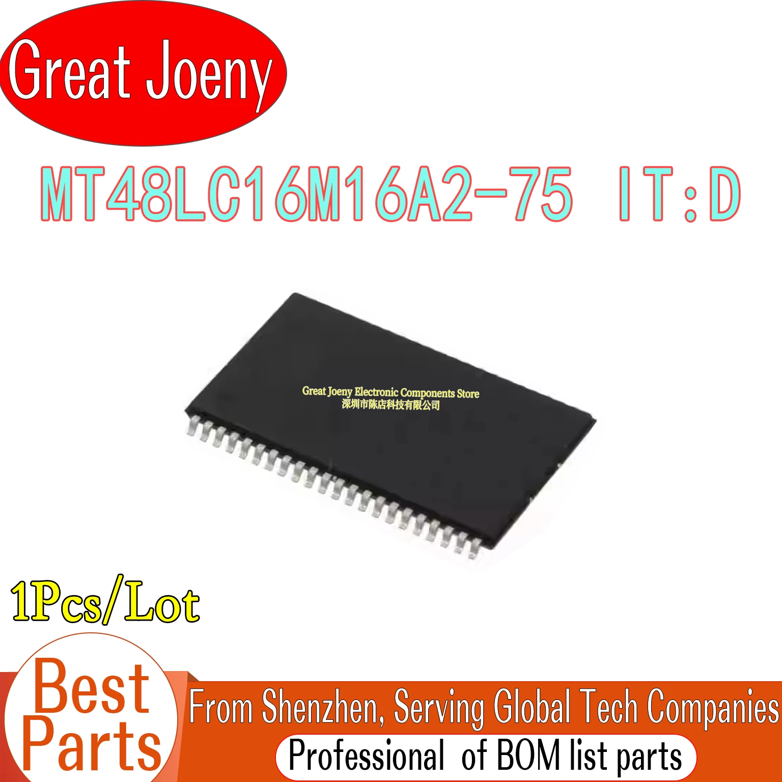 100% New Original MT48LC16M16A2-75 IT:D MT48LC16M16A2-75 MT48LC16M16A2 IC Chipset TSOP-54