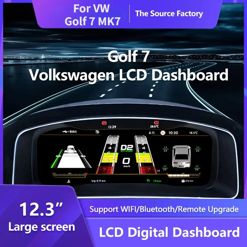 12.3‘’ Lcd Digitaal Dashboard Cluster For VW Golf 7 MK7 2013-2020 Years Ntg4.5 Auto Radio virtual  Instrument Paneel Cockpit