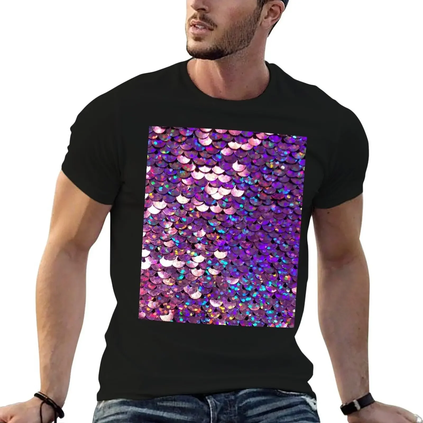 Photographic Image of Brilliant Purple (Photo of Sequins Only - Not Reflective) T-Shirt plus sizes Men's t-shirts