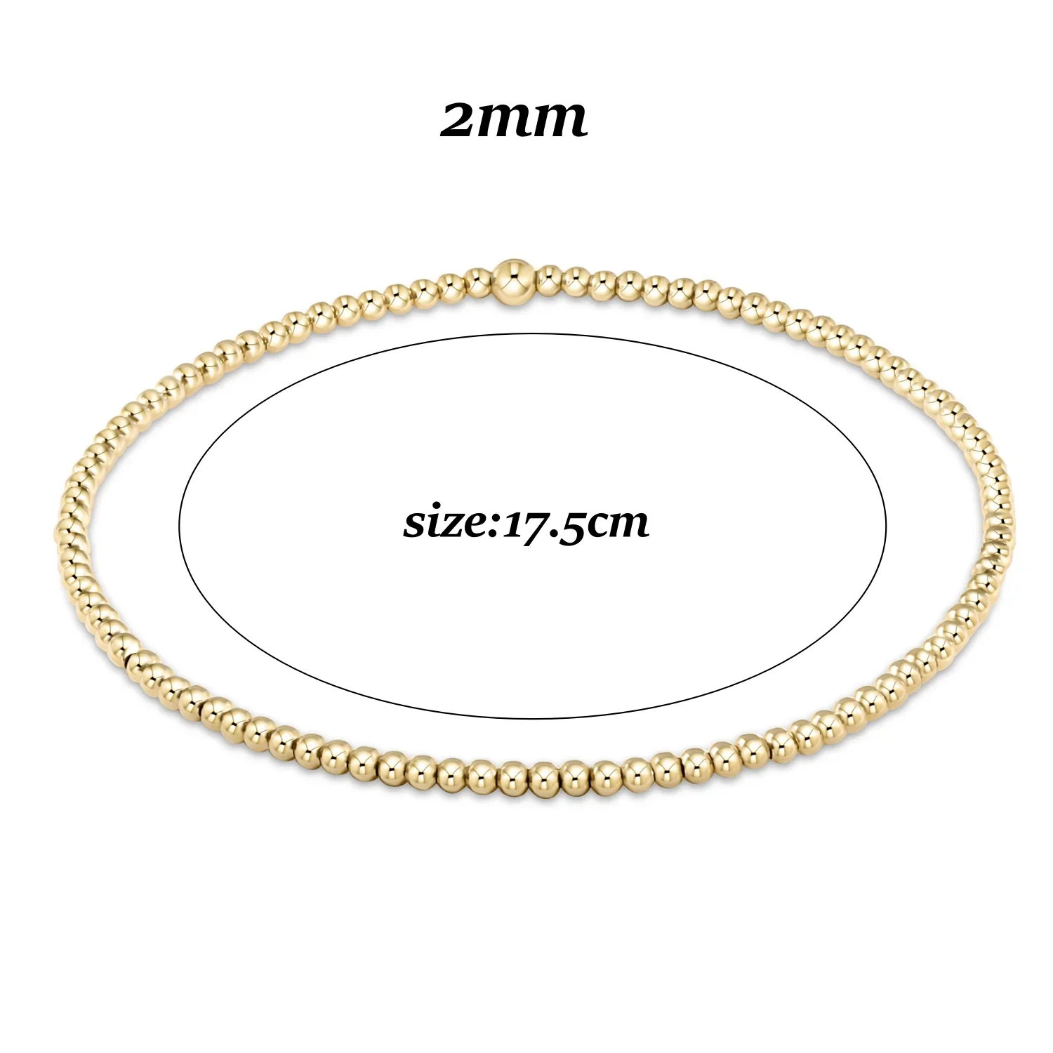 Goldperlen-Stretch-Armbänder für Damen, 18K vergoldet, stapelbar, modischer Schmuck, trendiges Accessoire für Party und Alltag. – Detail 2