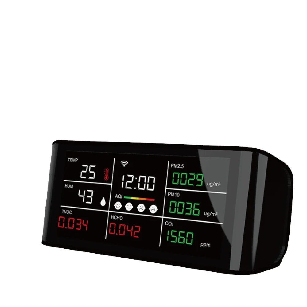 Dienmern Multi-Function Indoor Air Quality Detector with Data Download CO2/PM2.5/PM10/HCHO/TVOC Temperature Humidity