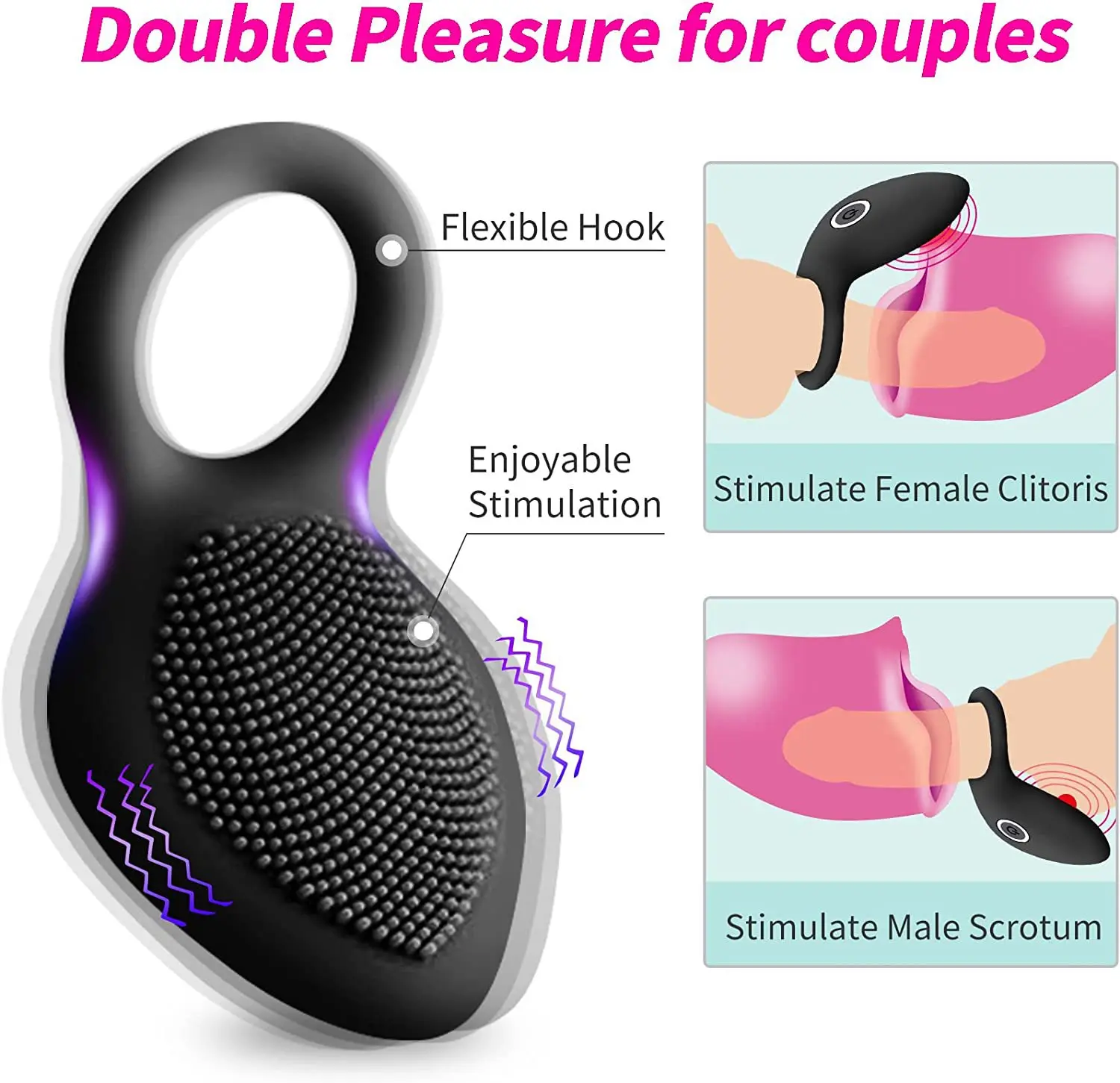 HESEKS Penis Ring Vibrating Clitoris Stimulator G Spot Sex Toys For Couple Delay Lick Vagina Orgasm Lock Finger Sleeve Vibrator