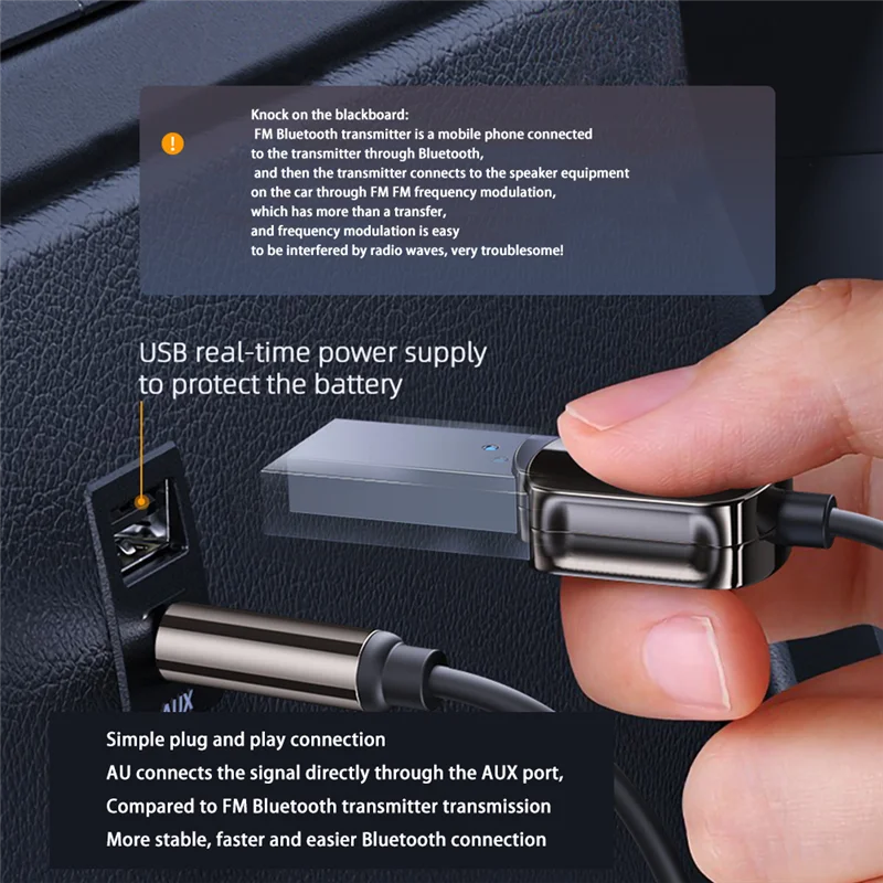 

Bluetooth Aux Adapter USB To 3.5Mm Audio Aux Adapter Car Bluetooth Receiver Bluetooth 5.0 HD Call AUX Adapter