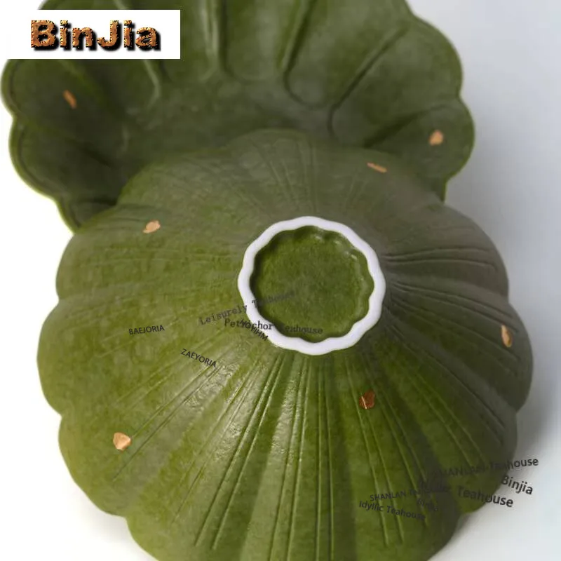 Tasse à thé créative 90 ml en céramique, motif lotus oré et vert, pour dégustation et olfaction, type Jianzhan Master Cup, articles de thé