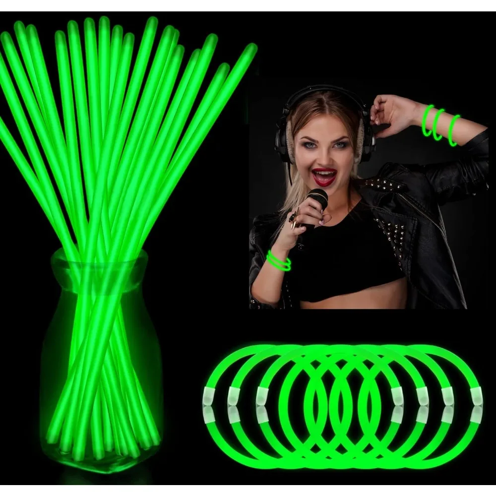

Green Glow Sticks Light Up Bracelets Bulk 50ct 8 Glowsticks Glow Necklaces with Connectors 4th of July Neon Party Supplies for