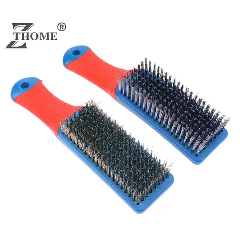 녹 용접 슬래그 먼지 및 페인트 제거용 스테인리스 철사 브러시, 편안한 플라스틱 손잡이 포함, 1PC