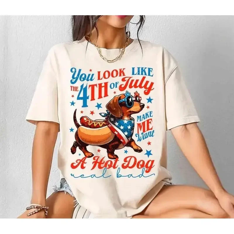 You Look Like The 4Th Of July T Shirt Hot Dog Lover Dachshund