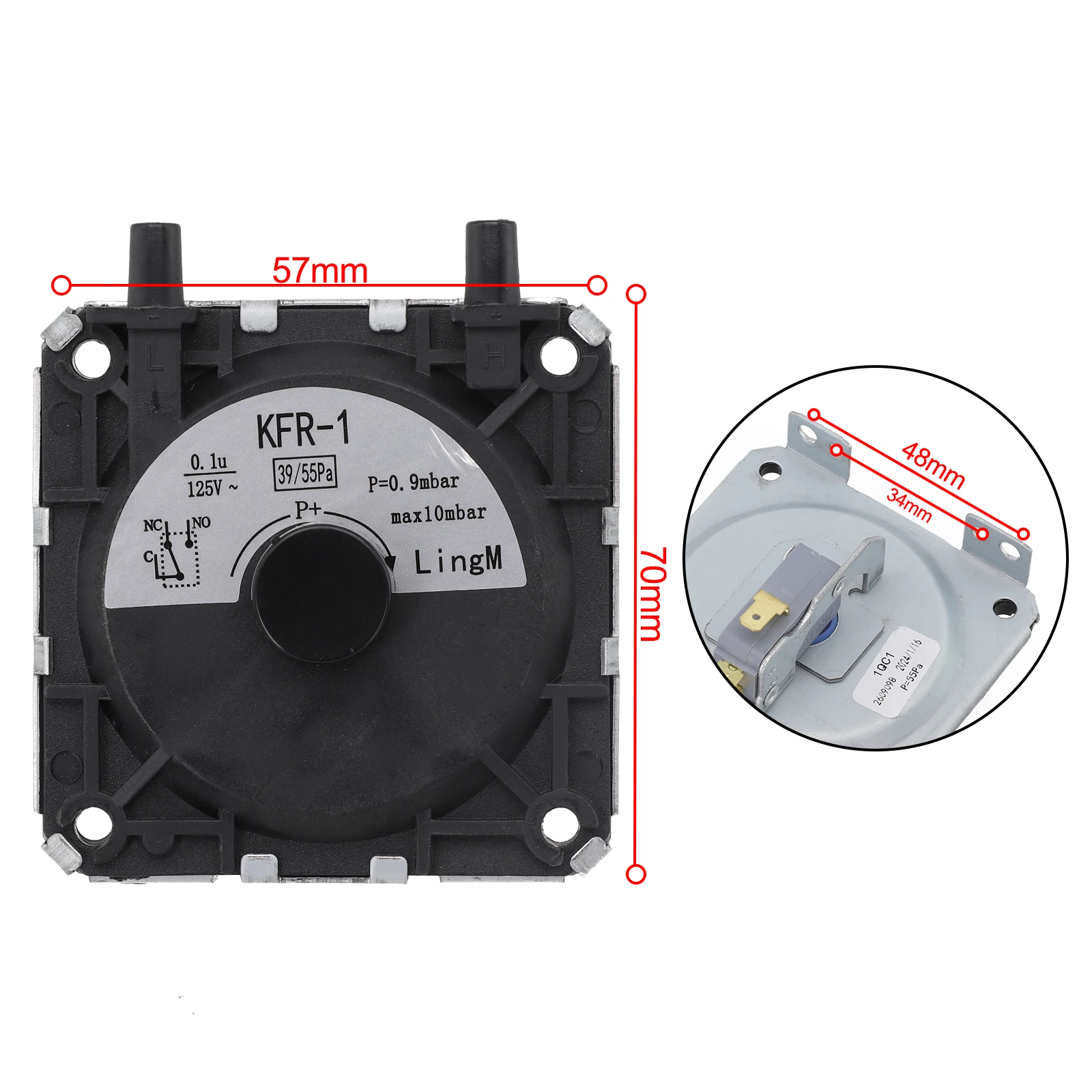 High Temperature Air Pressure Switch For Strong Exhaust Water Heater Repair Part In Less Than 95% Humidity AC2000V 50Hz 60S Y05