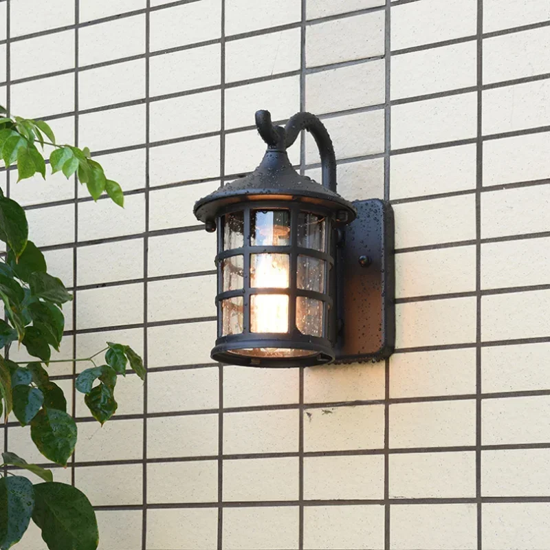 Retro Outdoor Waterproof Wall Light, Corredor americano Varanda Luz, Iluminação do jardim, moderno, à prova de chuva, E27