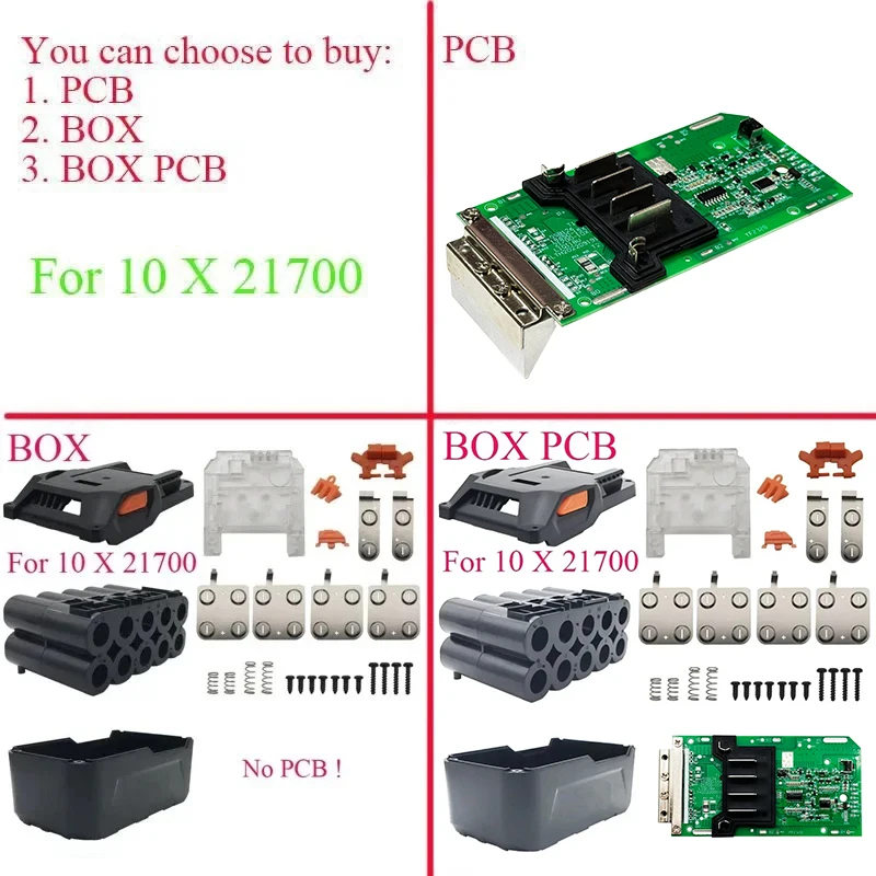 

10*21700 Li-ion Battery Case Charging Protection Circuit Board Label Box For AEG For RIDGID 18V 3.0Ah 9Ah LED Battery Indicator