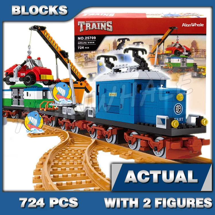 791pcs Treni urbani Cargo Container Camion Gru Carro Armato Auto Carrier 25110 Building Blocks Set Compatibile Con Il Modello
