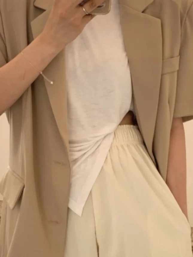 Chic Spring Casual Allentato da donna Or Sve Abito a due bottoni Jaet Versatile e confortevole Cappotto da fidanzato di media lunghezza