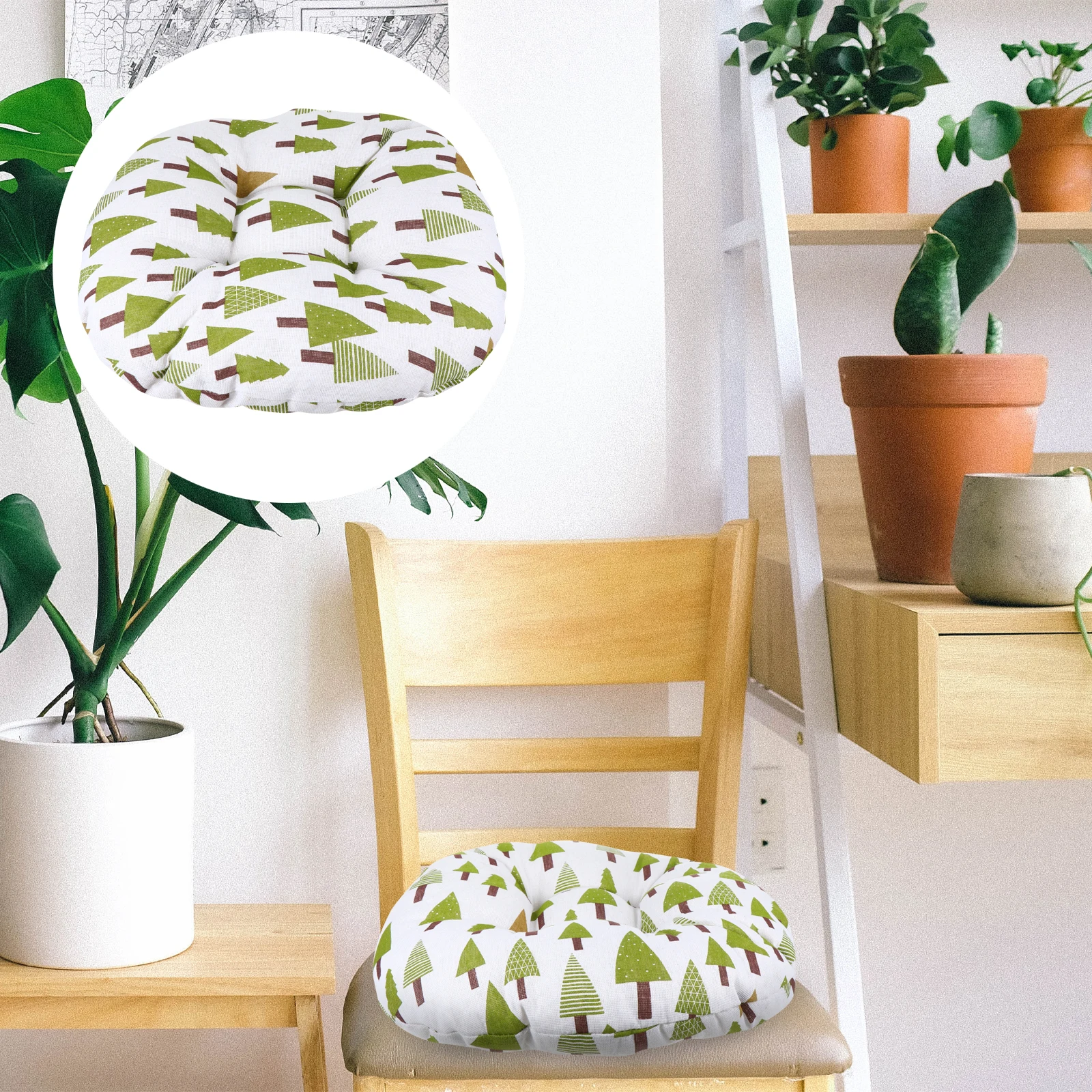 1pc Office Chair Cushion Thick Cotton Filled Round Seat Pad Reversible Double-Side Mat Dining Car Garden Use Chair Cushion