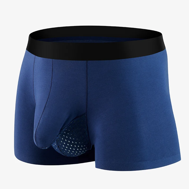 

Sexy Elephant Nose Boxers Men Modal Breathable Separate Pouch Panties Support U Convex Underpant Male Mesh Patchwork Underwear