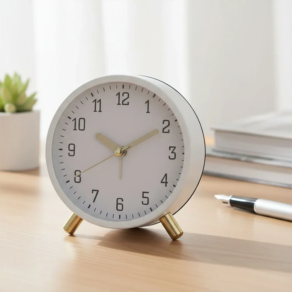 Nordic Luxury Alarm Clock Metal Frame Silent Ticking Elegant Glass Cover Alarm Clock Nordic Luxury Quiet