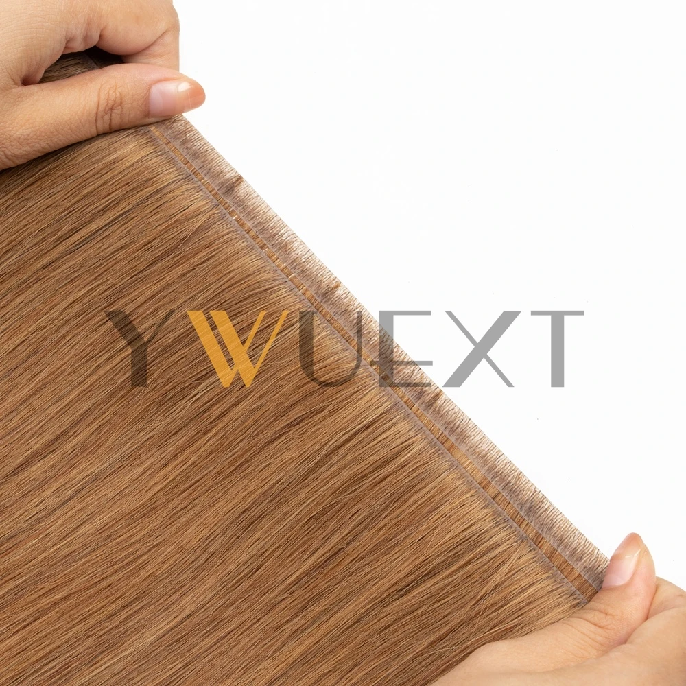 YWUEXT شريط طويل لحمة شعر مستعار بشري 12 "-22" حقن غير مرئي بولي Skin الجلد لحمة مسطحة حزم الشعر الخياطة في وصلات صغيرة الشعر
