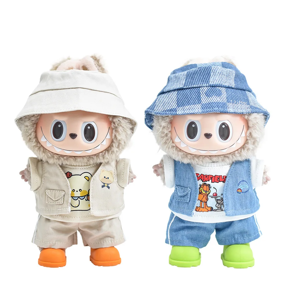 

15/17cm Labubu 4PCS 1Set Clothes Hat and Clothes DIY Gift Doll Clothes Doll Accessories Cultivate Hands-on Ability Children Toys