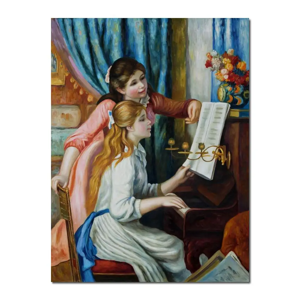 

modern art gallery Young Girls at The Piano Pierre Auguste Renoir painting High quality Hand-painted