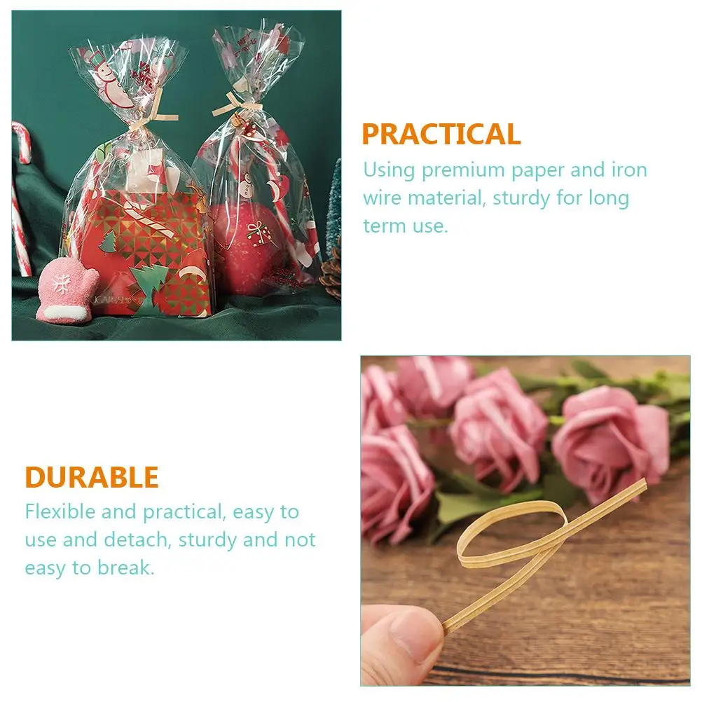 

1000 Pcs Bread Closure Ties Light Brown Gift Bag Party Supplies Food Sealing Wire Twisting Reusable Craft Baking Household Candy