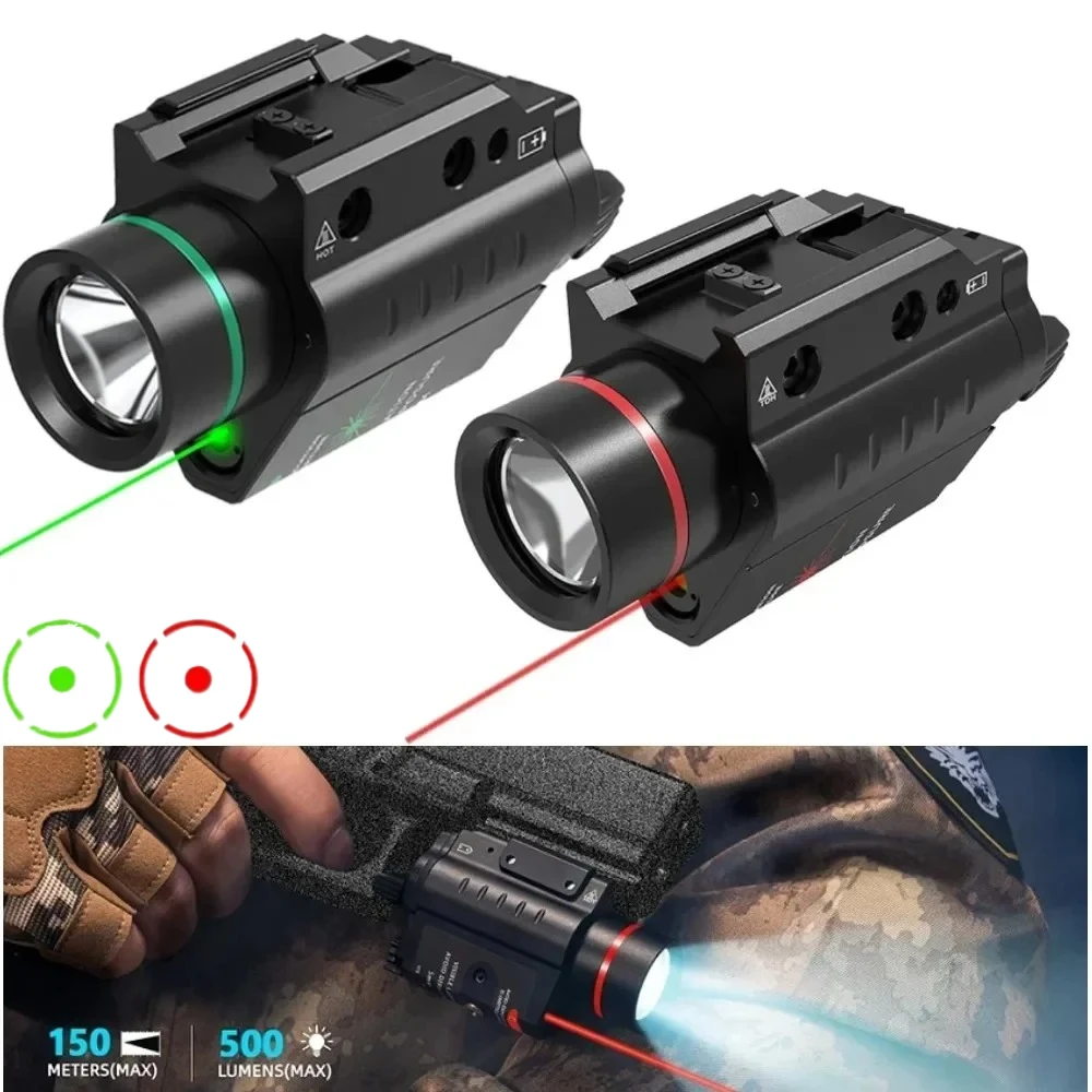 

500LM Tactical LED Flashlight SBAL-PL Gun Light Red Green Dot Sight Combo for Glock Taurus 20mm Rail Outdoor Hunting