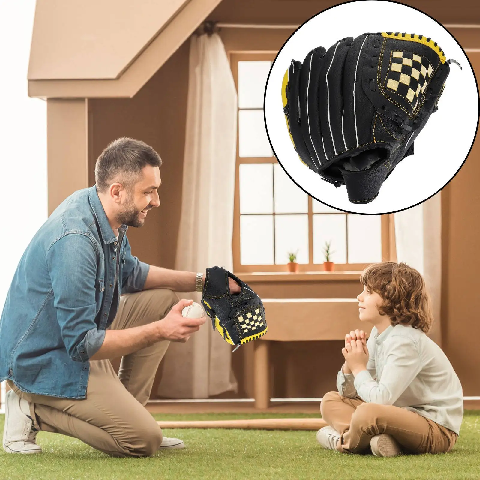 

1Pcs Versatile Baseball Glove Heavy Duty PU Fabric Shock Absorbing Tear Proof Sports Glove Perfect for Beginners and Competitive