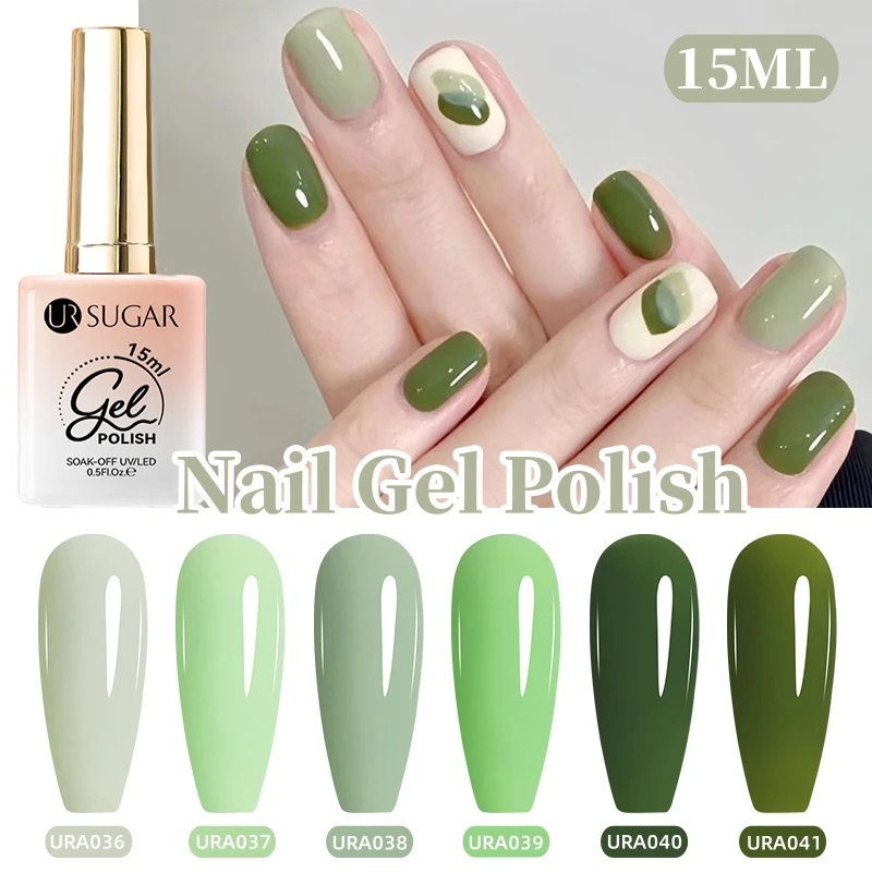 UR SUGAR 15 ml Grüne Serie Gel Nagellack Frühling Heißer Verkauf Nail art Lack Semi Permanent Soak Off UV LED DIY Maniküre