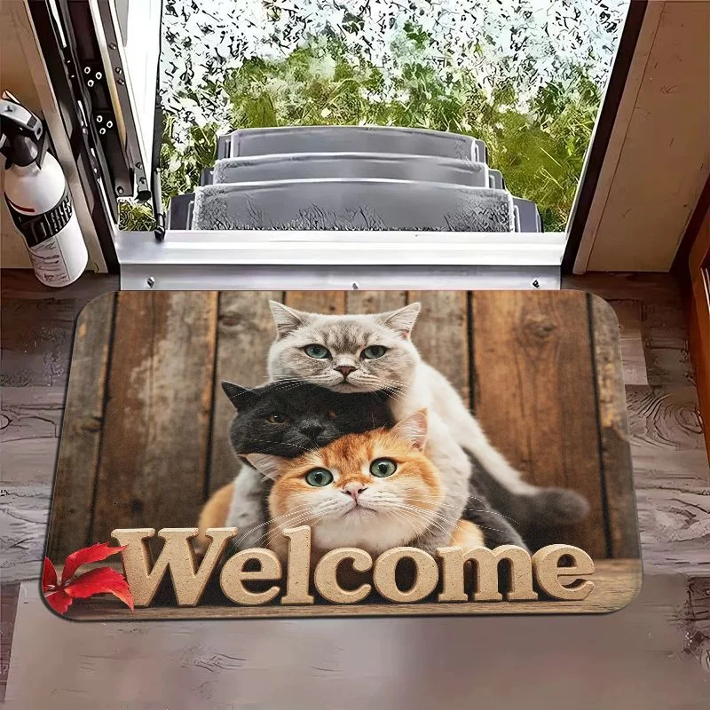 VIKAMA New Chinese Style Lotus Pond Koi Carp Entry Mat, Non-Slip Door Rug for Bathroom & Entryway, Elegant Home Decor