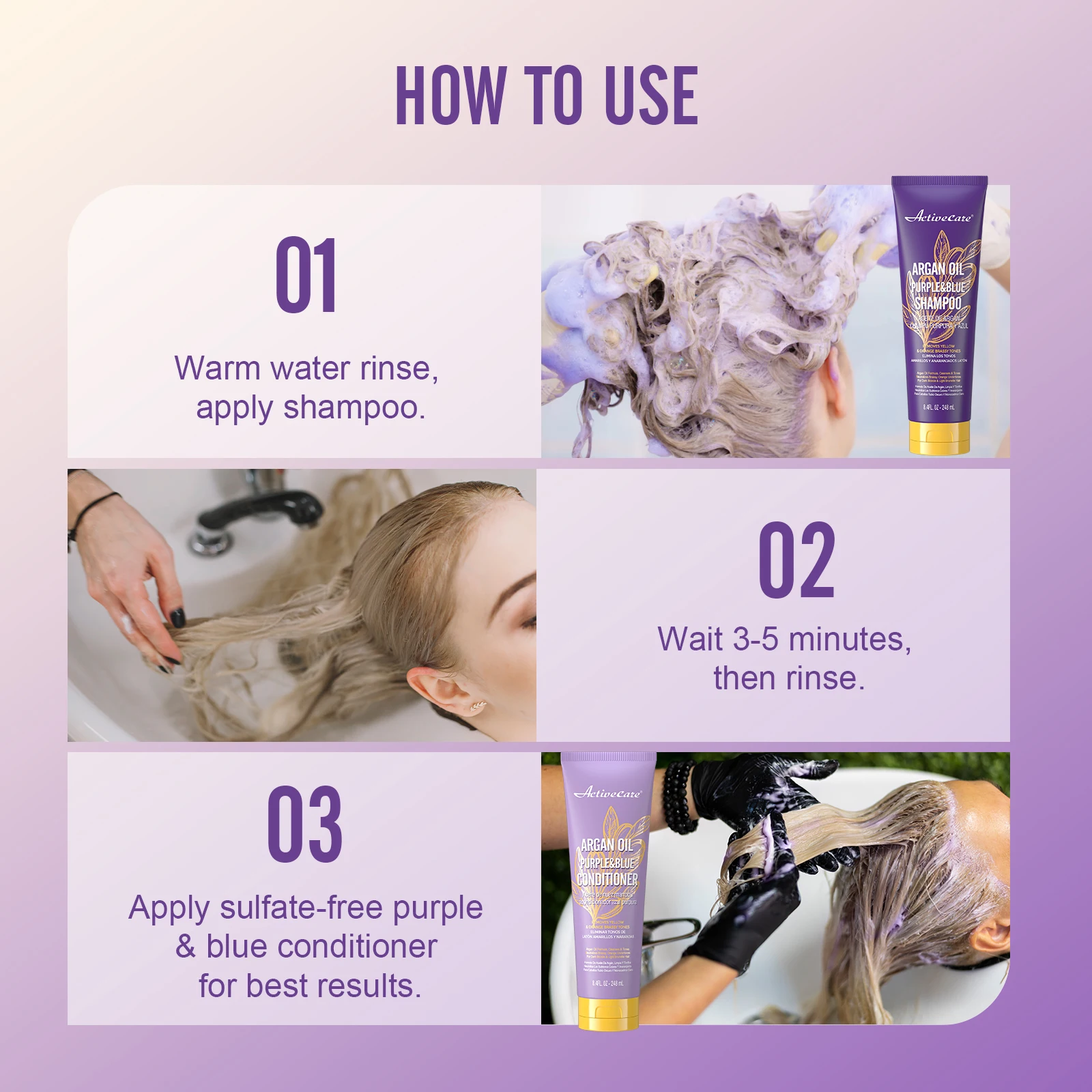 248 مل/8.4 أوقية بلسم زيت الأركان الأرجواني والأزرق، يغذي ويرطب بعمق، شعر جاف/شعر تالف، مناسب للأشقر #4