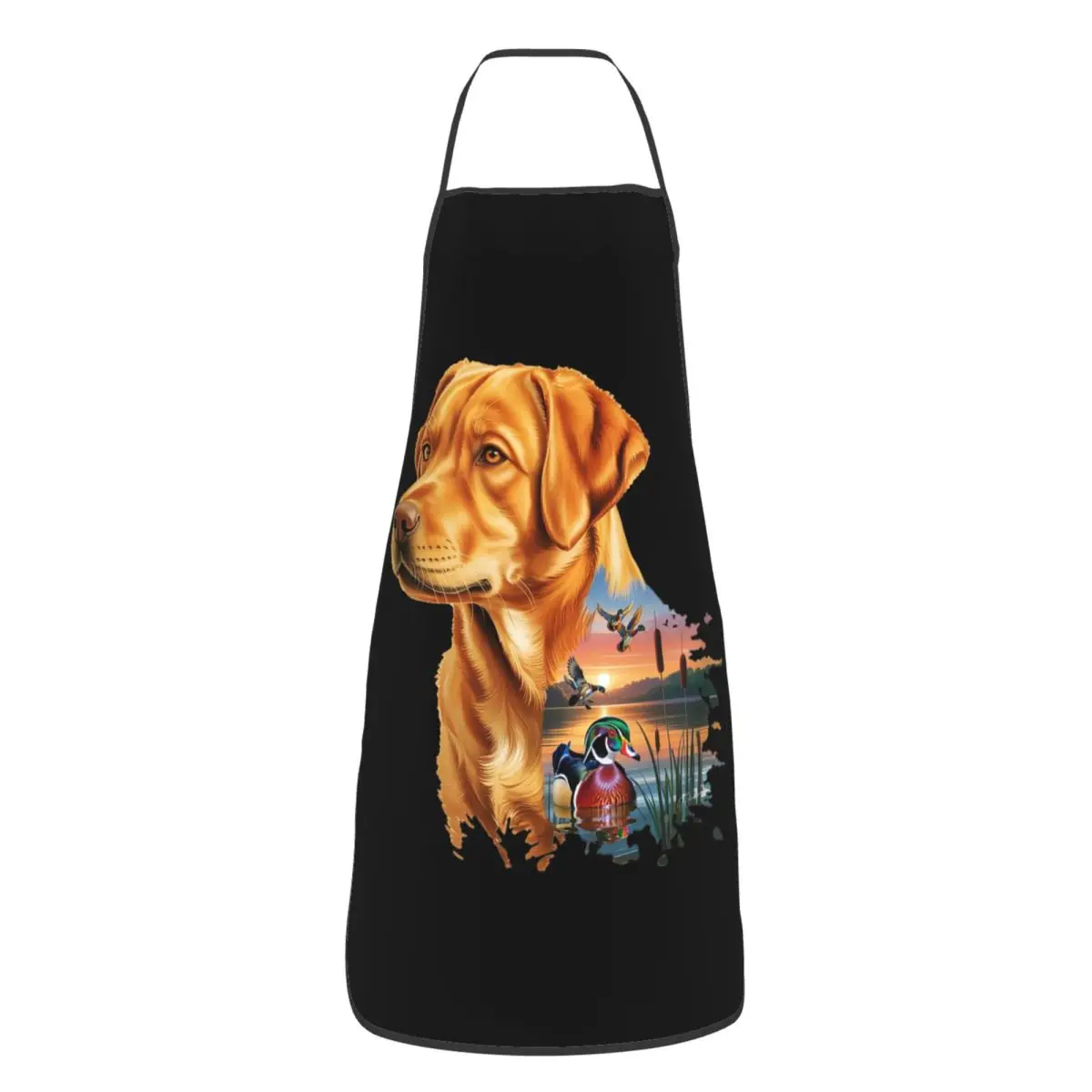 Fox Red Labrador And Wood Duck Sunrise Apron Chef Cooking Tablier Sleeveless Bib Kitchen Cleaning Pinafore for Women Men
