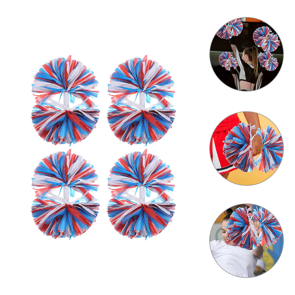 

4 Pcs Cheerleading Hand Flower Pom Poms Kids Accessories Bright Colors Reusable PET Material Gymnastics Props Performance