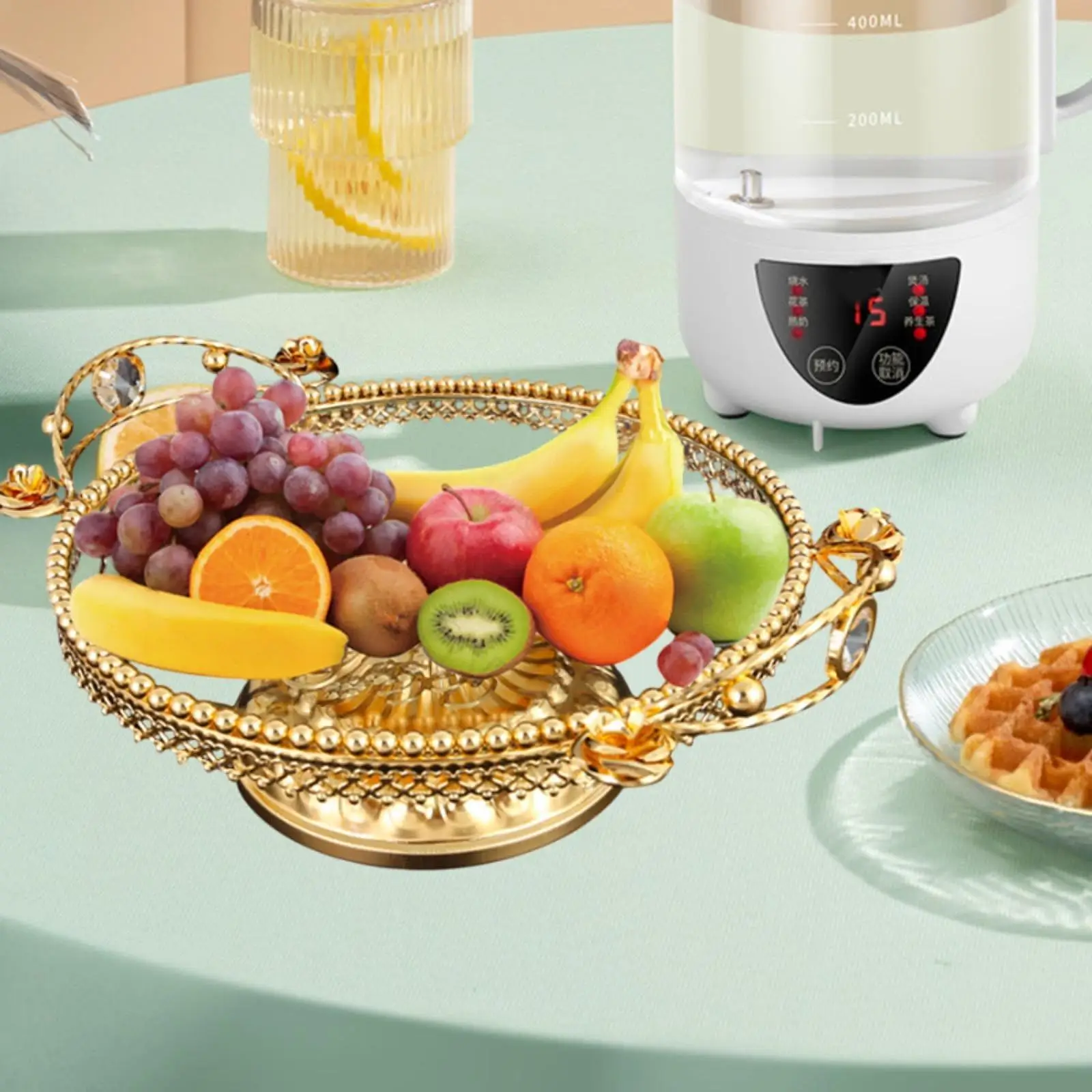 

Glass Fruit Plate Dried Fruit Tray Kitchen Counter Home Decor Multipurpose Dessert Tray for Wedding Events Snacks