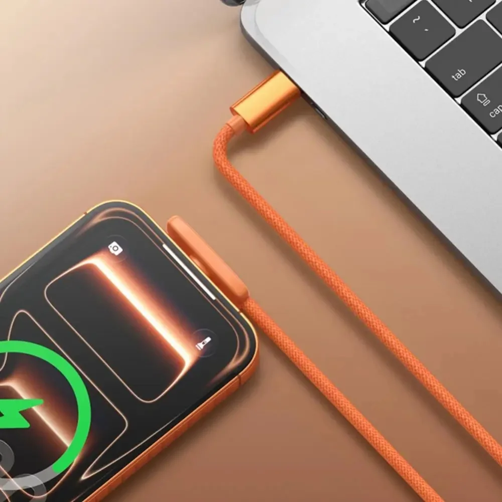 45W Type C 90° Elbow Fast Charging Data Cable PD Game Braided Cord for Samsung S23 S22 Huawei POCO Realme 1m/1.5m/2m Data Line