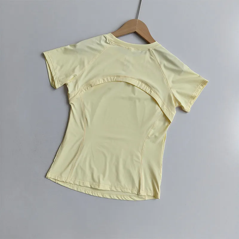 Women's Ice Silk Yoga Wear Short-Sleeved Loose Breathable Fitness Training T-shirt Sun Protection Casual Running Outdoor Sports