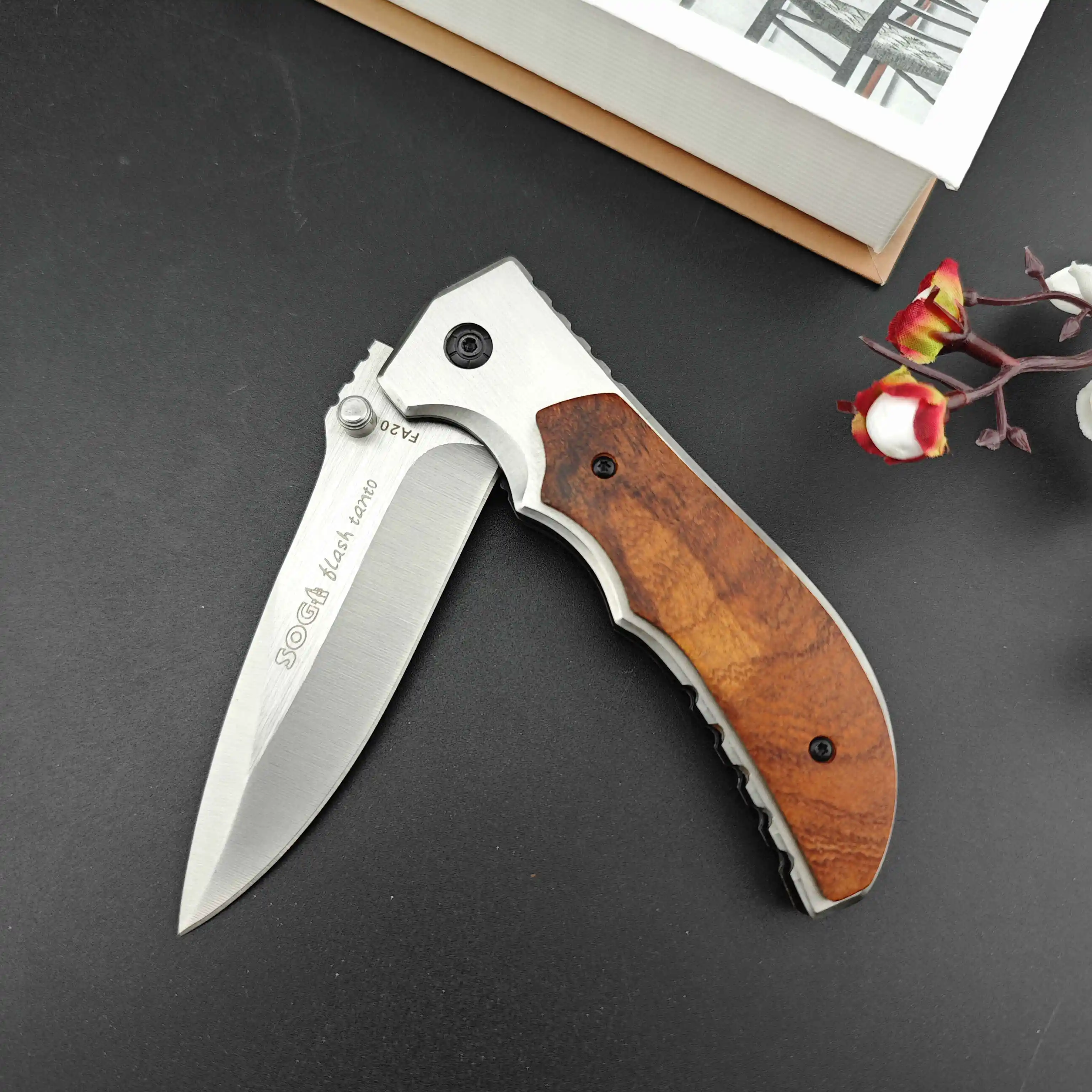 FA20 Folding knife 5Cr13Mov blade 420 steel inlaid with colored wood handle Outdoor camping EDC hunting Tactical folding tool