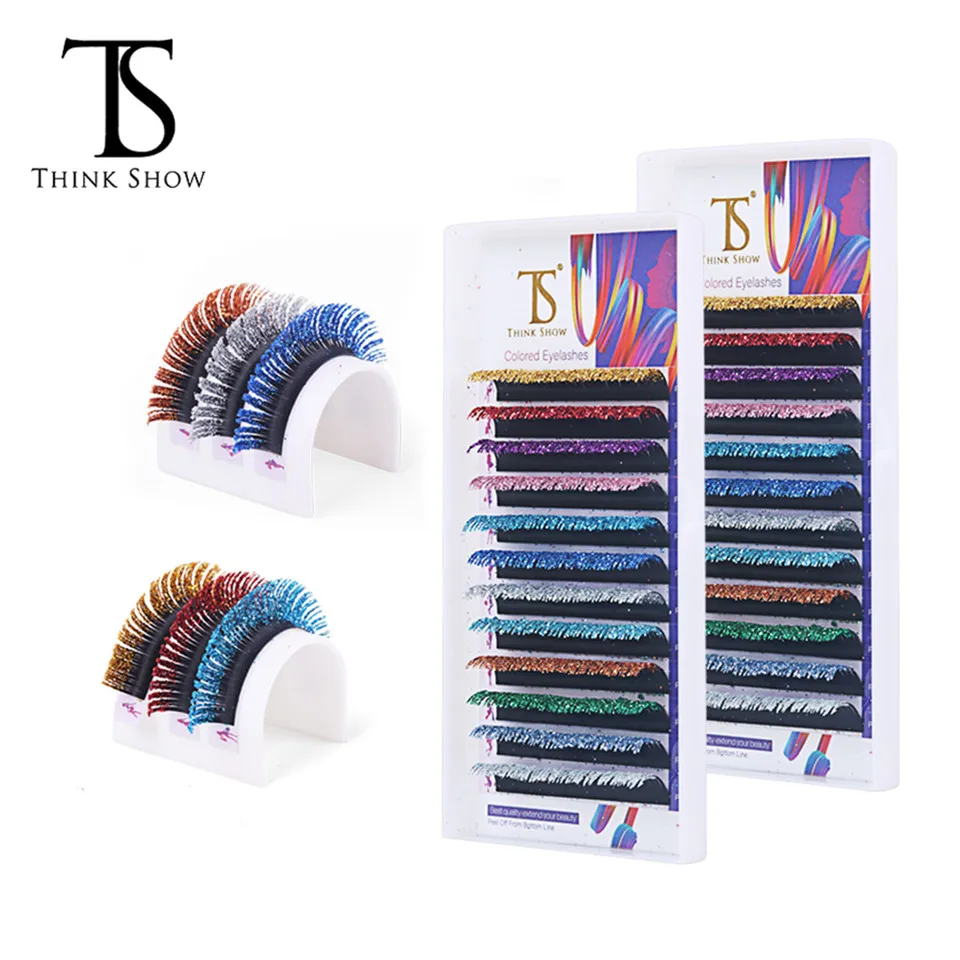 

Mix Colors Glitter Eyelash Extensions Shiny Colorful False Lashes All Size Faux Volume Individual Lashes For Makeup Supplies