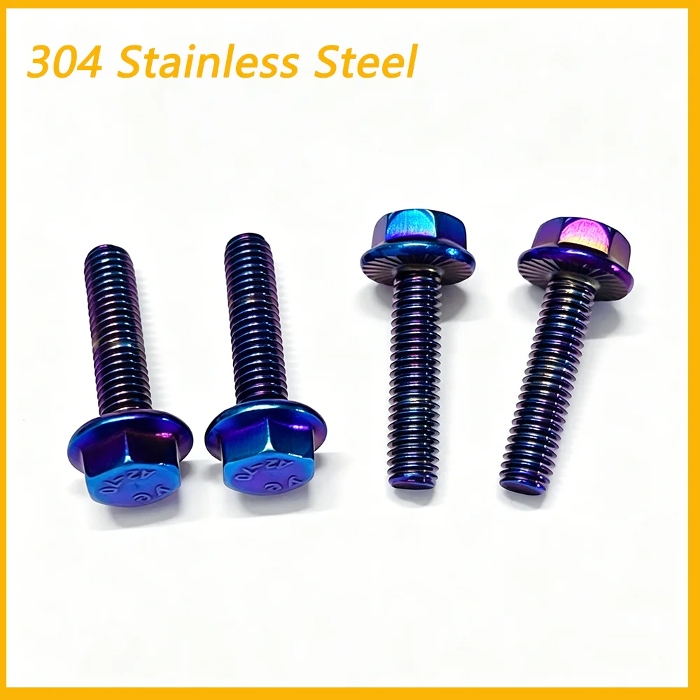 1/2PCS Hex Flange Bolts 304 Stainless Steel Anti-Slip Serrated Screws M5 M6 M8 M10 10/16/20/25/30mm for Fastening