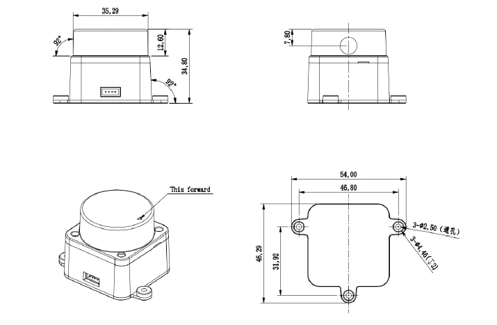LDROBOT D500 Lidar-Kit TOF Laser-Radar Lidar-Scanner 360° ° 60000Lux unterstützt ROS1 und ROS2 für den Innen- und Außenbereich (C1) – Detail 4