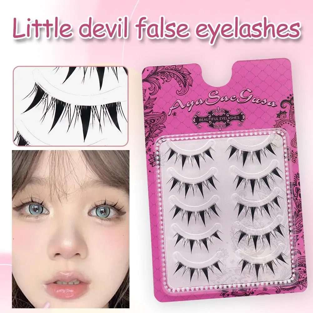5Pairs/Pack Faux Mink False Eyelashes Cat Eye Dramatic Thick Manga Anime Lashes Cosplay Lashes For Women