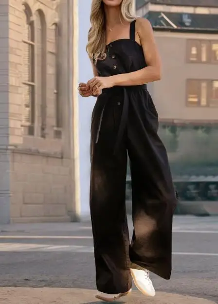 Women's Jumpsuit 2025 Spring/summer New Style Casual Women's Fashion Belt Sleeveless Camisole Single-Breasted One-Piece Pants