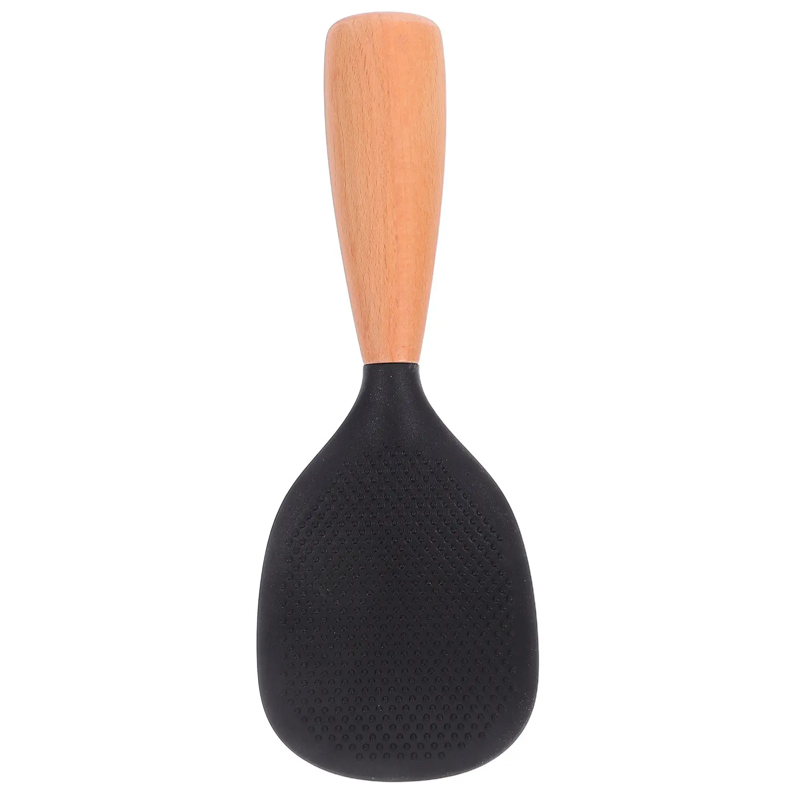 Cuchara de silicona para arroz con mango de madera, resistente al calor, antiadherente, autoportante, para servir en la cocina