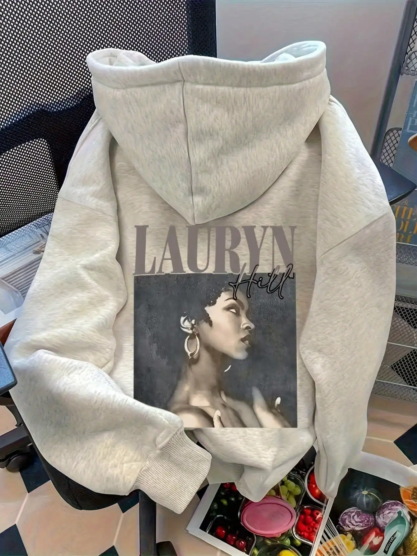 

Худи Lauryn Hill в стиле Y2K для женщин, повседневный пуловер с длинными рукавами и заниженной линией плеч, с карманом, осенняя уличная одежда