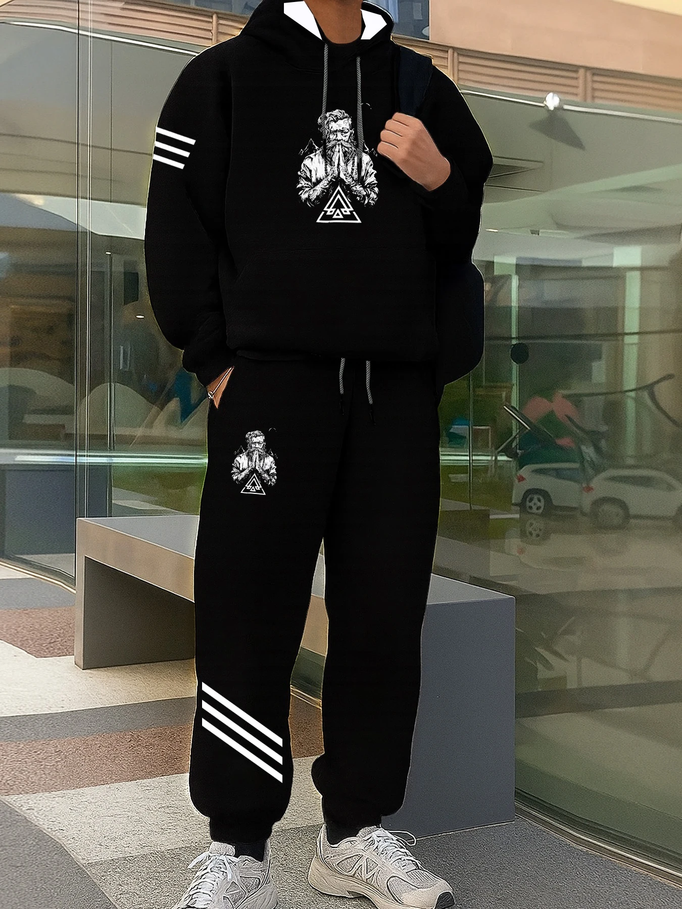 

2025 autumn and winter new minimalist style sports suit men's hoodie Y2K fashion men's Sweatshirt+Trousers Jogging Suit