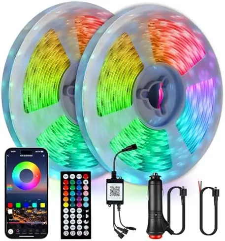 

Комплект из 2 штук: 40-футовые RGB LED-ленты для маркиз автодомов - водонепроницаемые 12В ленты для автодомов, кемперов, прицепов и фудтраков