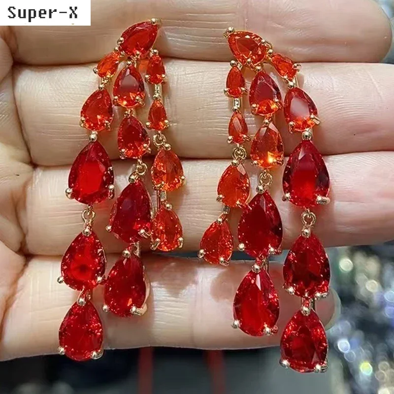 Orange Red white teardrop Earrings for Women Unique Gift danging Earrings Dinner Party