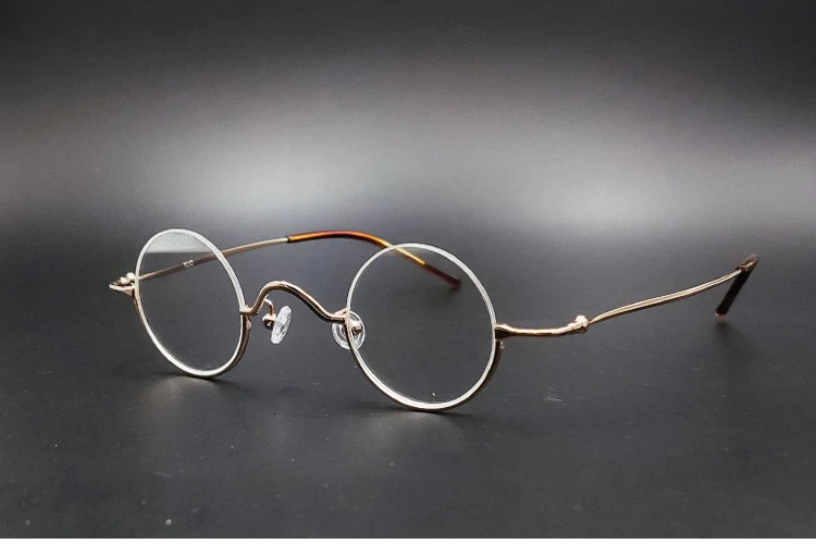 Vintage anti blau licht lesebrille Vintage kleine runde brillen mit durchmesser von 35mm gold, silber und schwarz – Detail 3