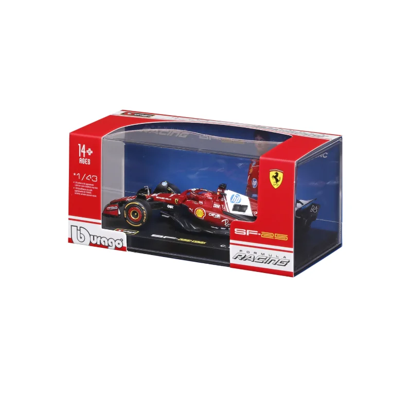 Bburago F1 Model With Helmet SF25 #16 Charles Leclerc #44 Lewis Hamilton Car Model Die Cast Model Toy Collectible